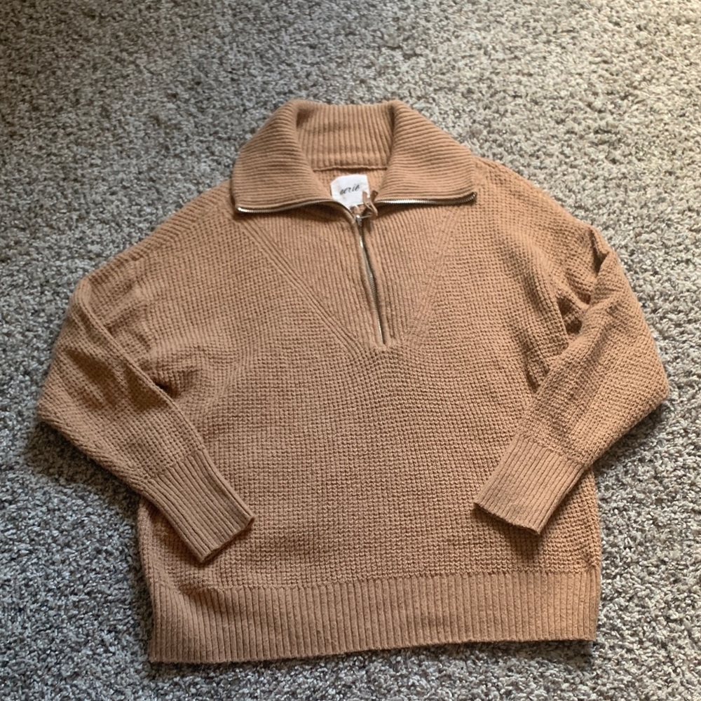 Aerie Women's Brown Zip-Up Sweater Oversized